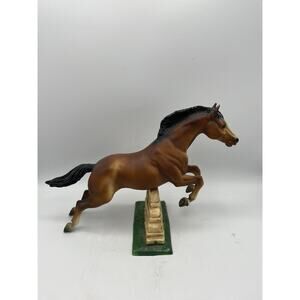 Vintage Breyer Horse 1970s Traditional Size Bay Jumping Horse Model w/ Jump